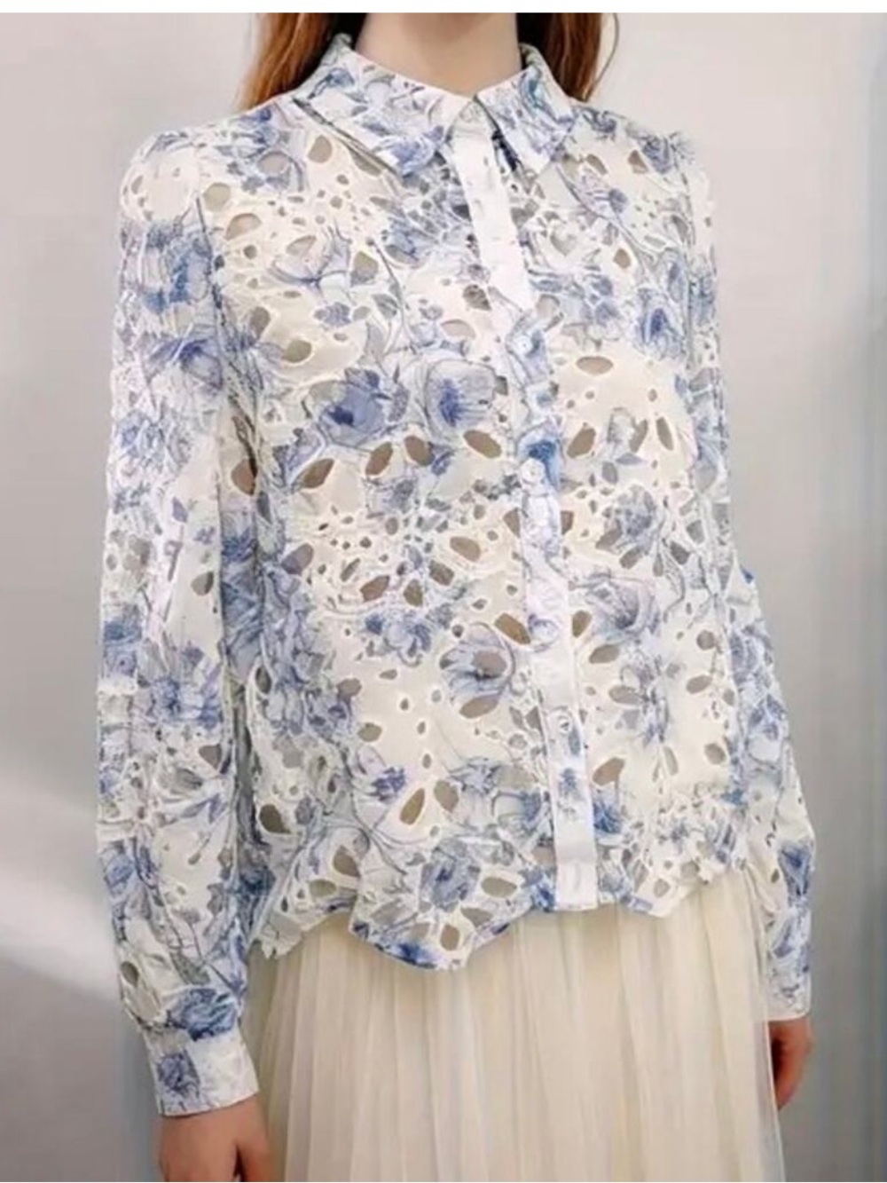 Caroline Constas floral eyelet top
